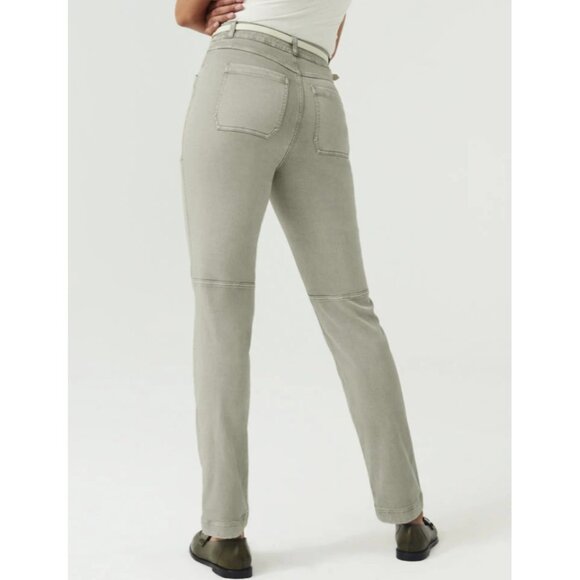 Spanx Petite 20399Q Stretch Twill Straight Leg Pant Olive Oil ( XS ) - Picture 2 of 4